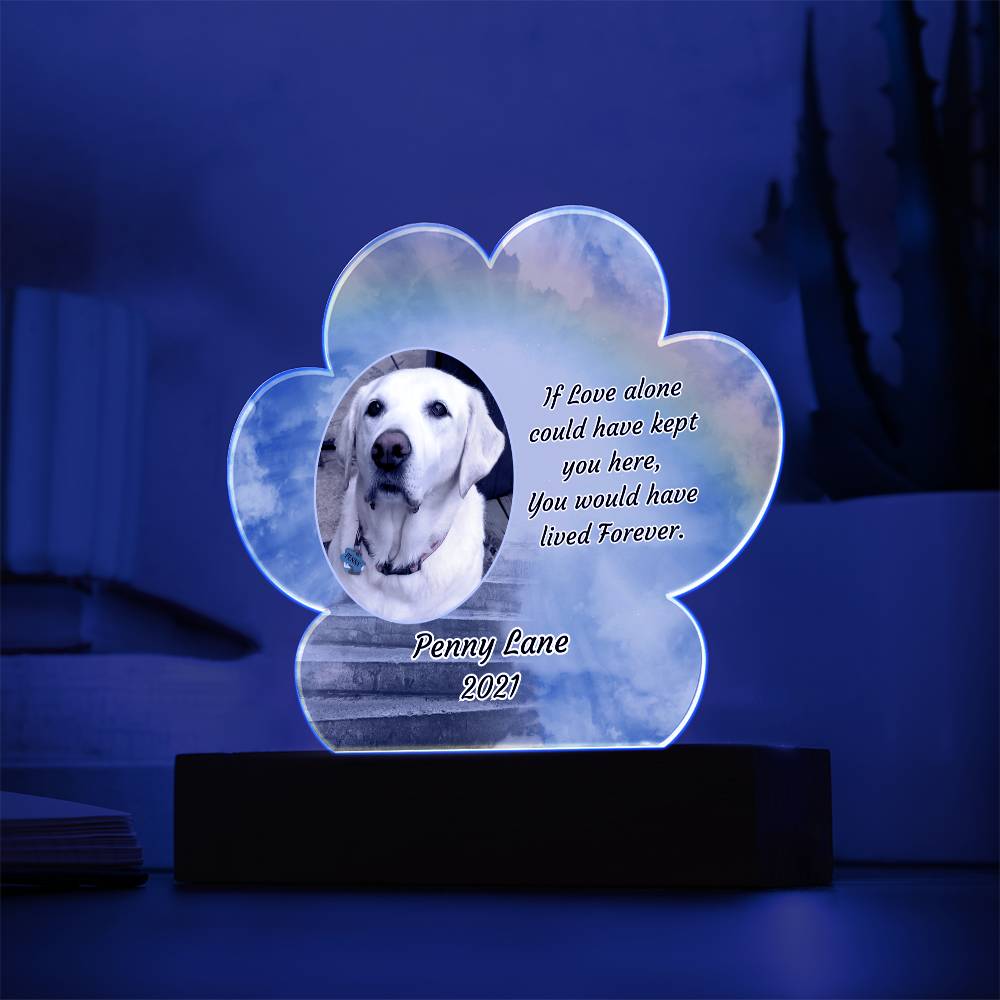 Loss of Pet Memorial - Acrylic Paw Print Memorial - Pet Sympathy Gift – Personalized pet memorial by Sunrise Keepsakes