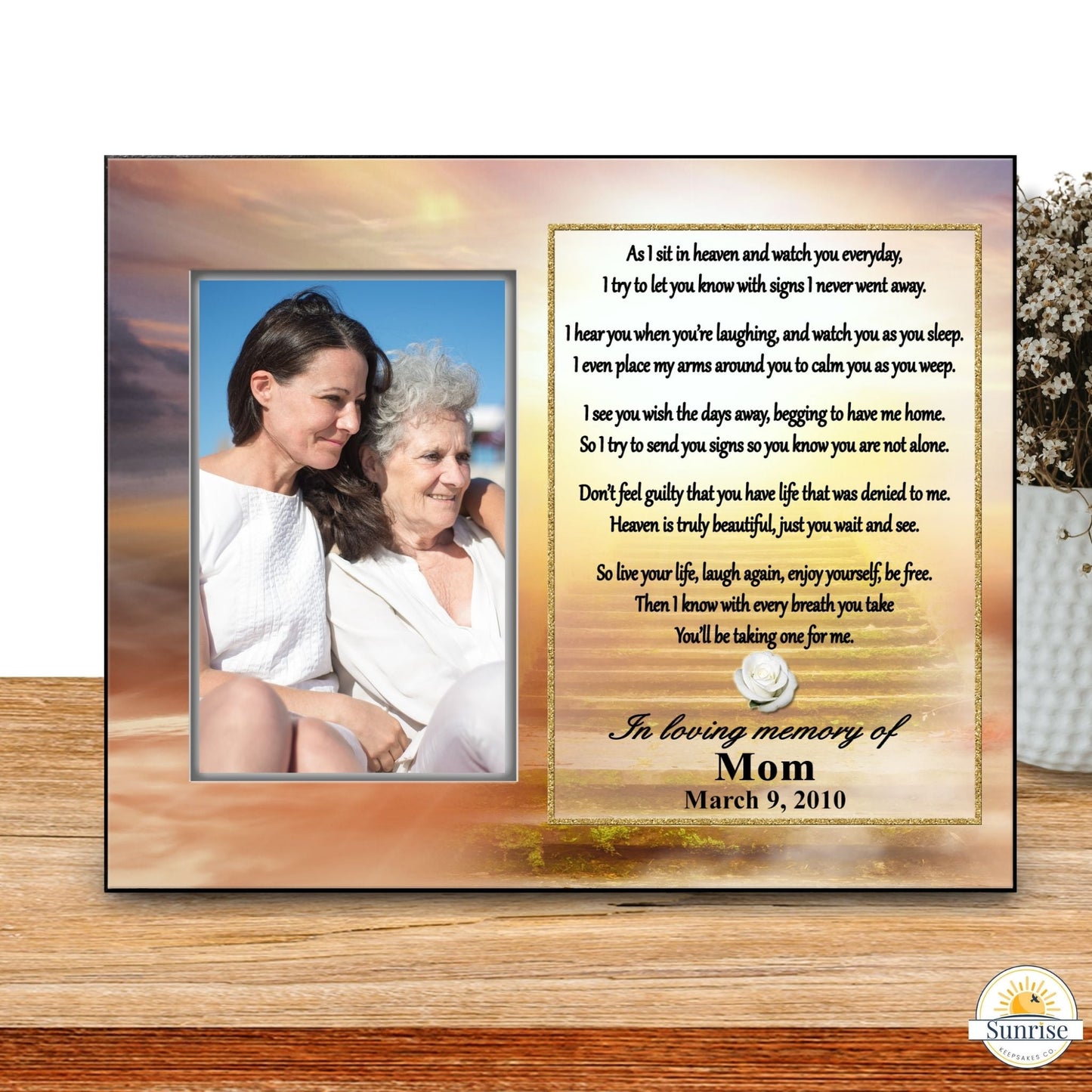 Memorial Photo Frame – As I Sit in Heaven Poem | Sympathy Gift – Personalized Sympathy Gifts by Sunrise Keepsakes