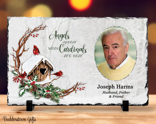 Memorial Photo Gift - Angels appear when cardinals are near – Personalized Sympathy Gifts by Sunrise Keepsakes
