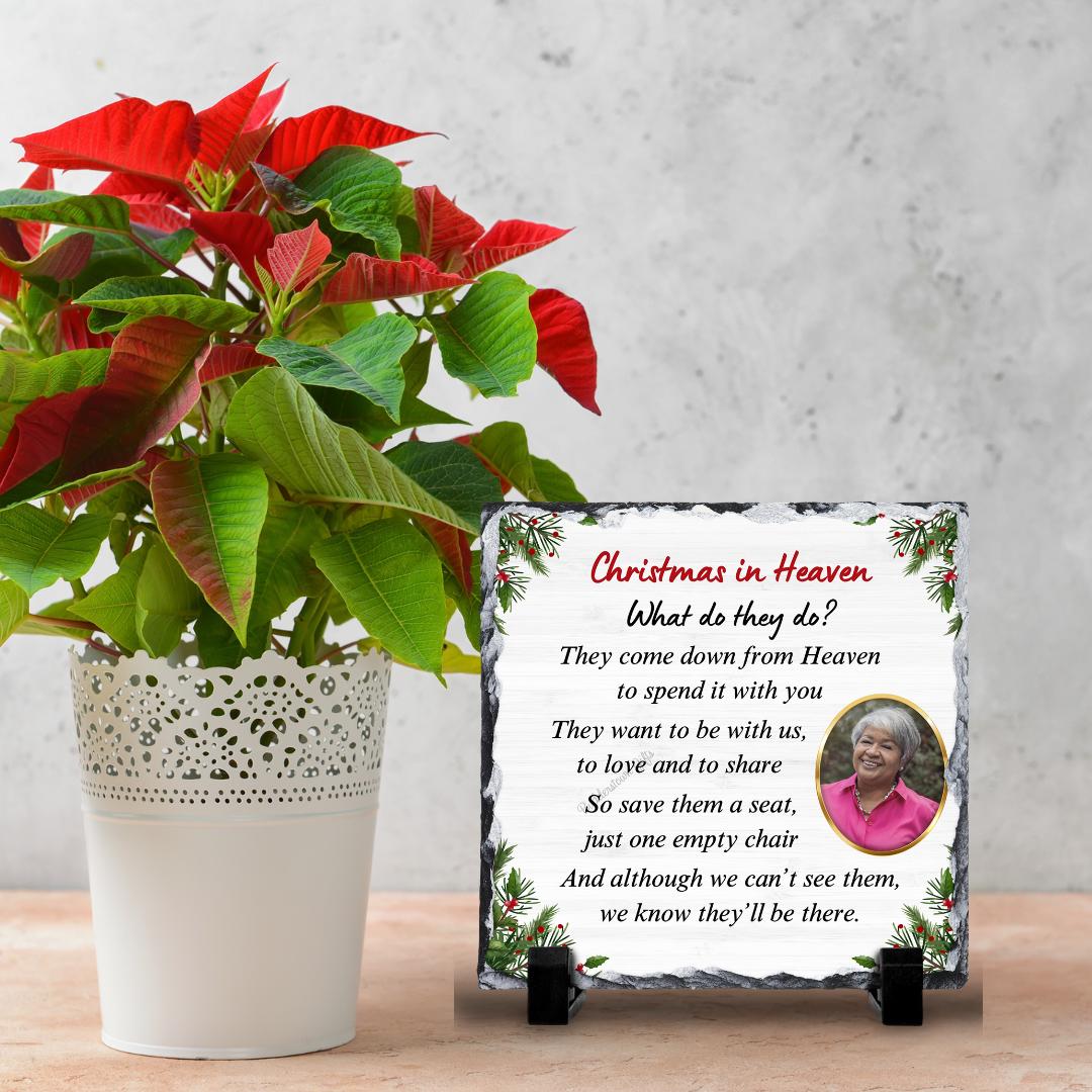 Christmas in Heaven Memorial Photo Slate – Sympathy Photo Gift – Personalized Sympathy Gifts by Sunrise Keepsakes
