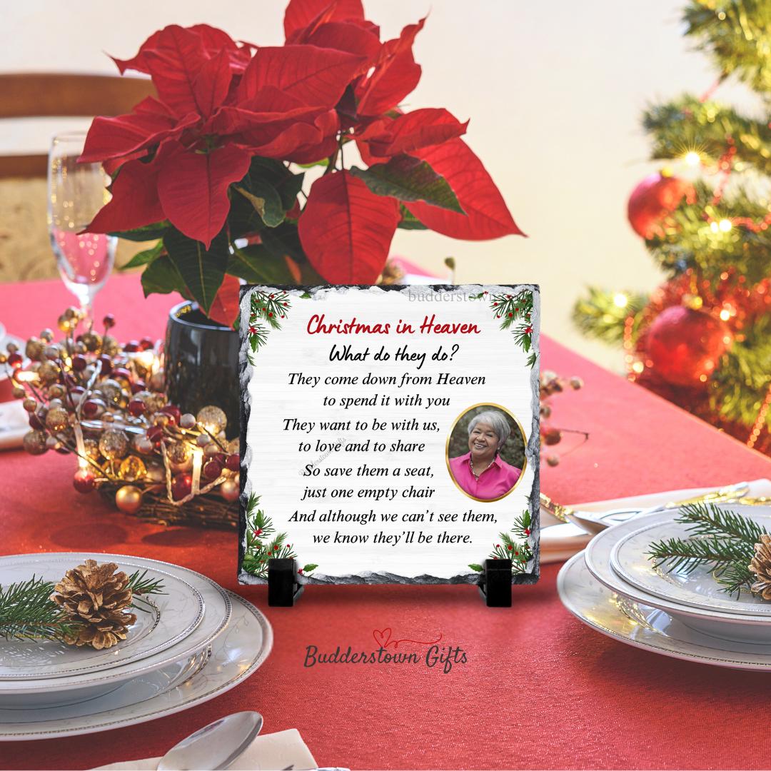 Christmas in Heaven Memorial Photo Slate – Sympathy Photo Gift – Personalized Sympathy Gifts by Sunrise Keepsakes