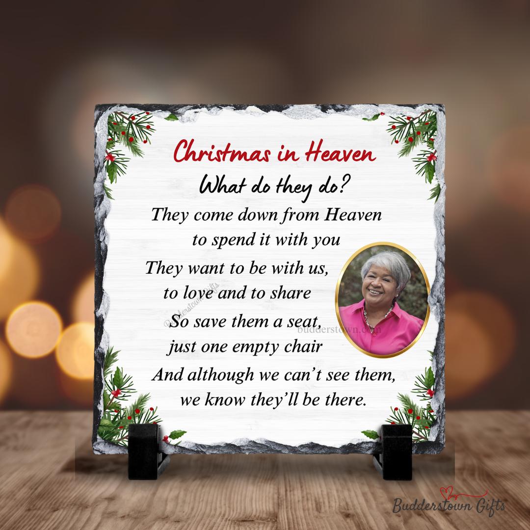 Christmas in Heaven Memorial Photo Slate – Sympathy Photo Gift – Personalized Sympathy Gifts by Sunrise Keepsakes