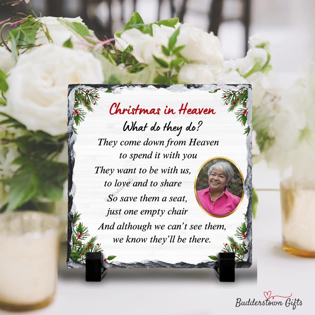 Christmas in Heaven Memorial Photo Slate – Sympathy Photo Gift – Personalized Sympathy Gifts by Sunrise Keepsakes