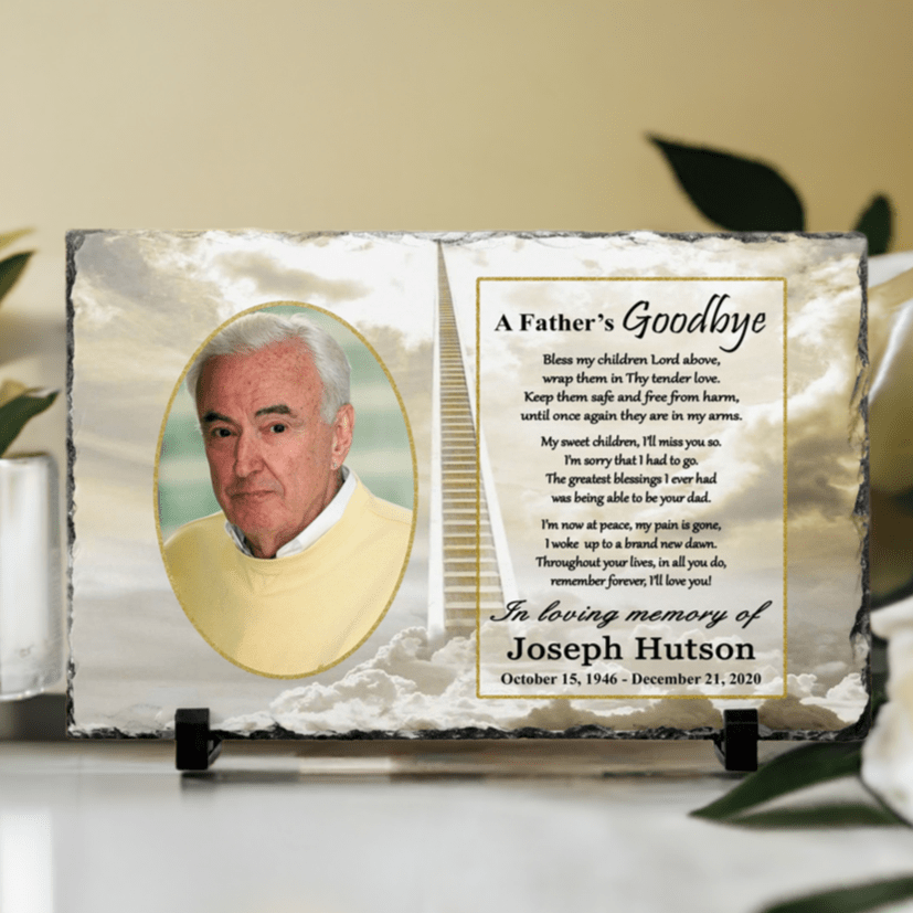 Memorial Photo Gift - Loss of a Father - A Fathers Goodbye – Personalized Sympathy Gifts by Sunrise Keepsakes