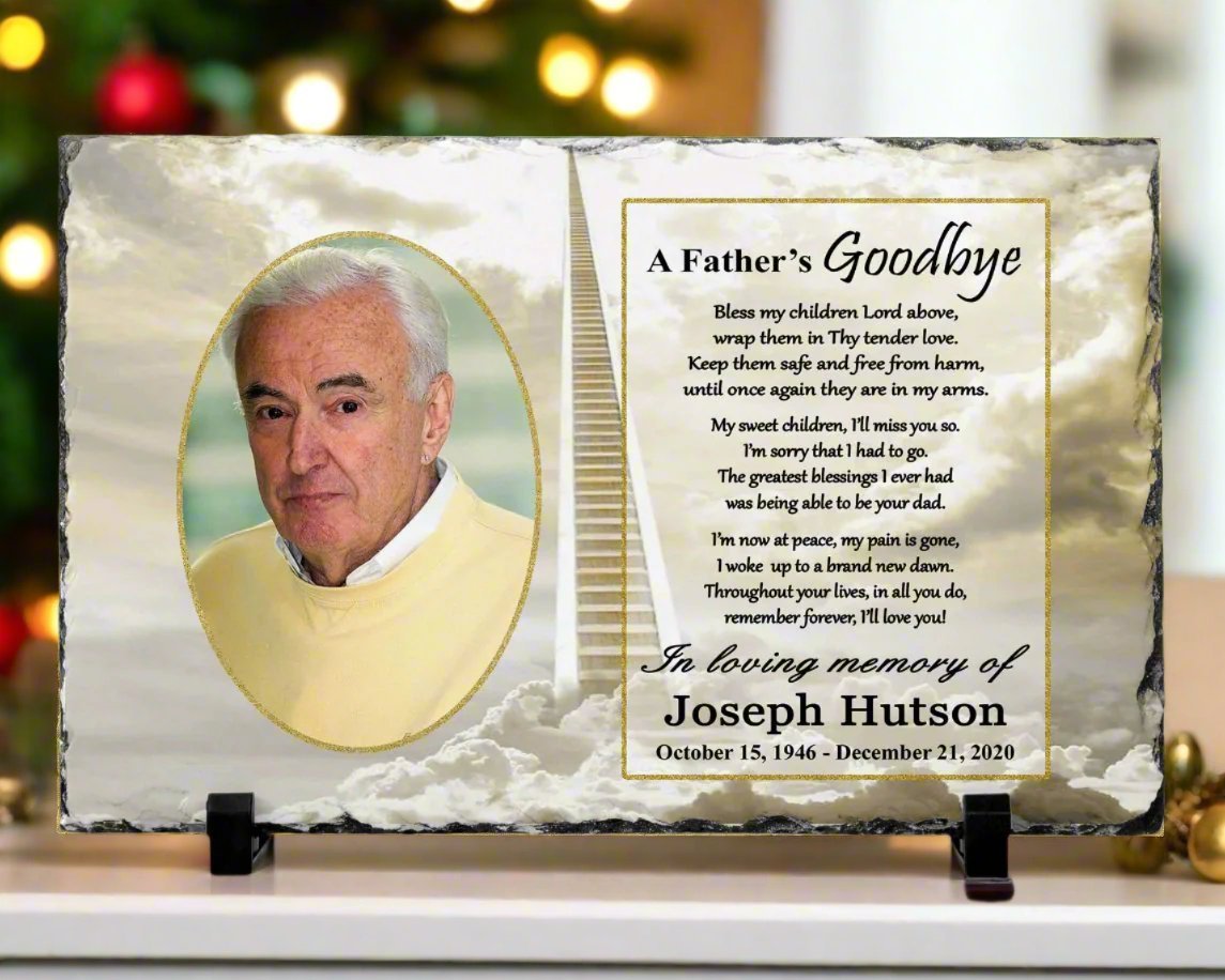 Memorial Photo Gift - Loss of a Father - A Fathers Goodbye – Personalized Sympathy Gifts by Sunrise Keepsakes