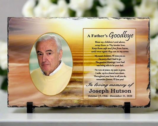Memorial Photo Gift - Loss of Father Dad - A Fathers Goodbye – Personalized Sympathy Gifts by Sunrise Keepsakes