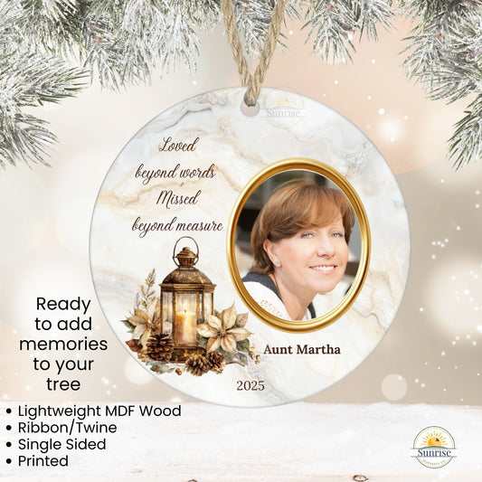 Memorial Photo Ornament – Loved Beyond Words Personalized – Personalized Memorial Ornament by Sunrise Keepsakes