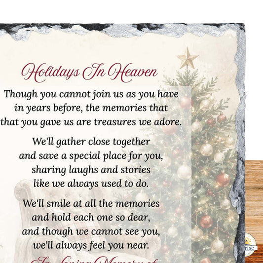 Memorial Plaque – Holidays in Heaven Christmas Tree – Personalized Sympathy Gifts by Sunrise Keepsakes