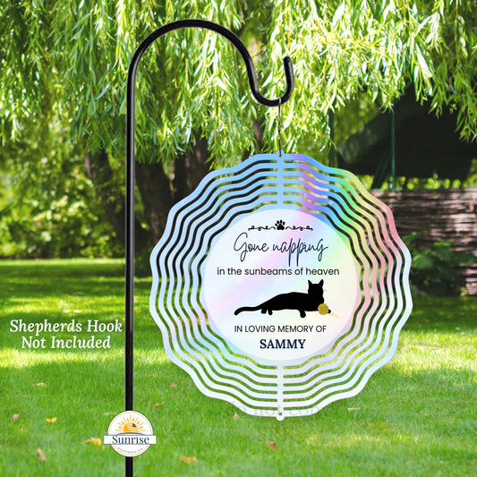 Memorial Wind Spinner – Gone Cat Napping – Personalized Wind Spinner by Sunrise Keepsakes