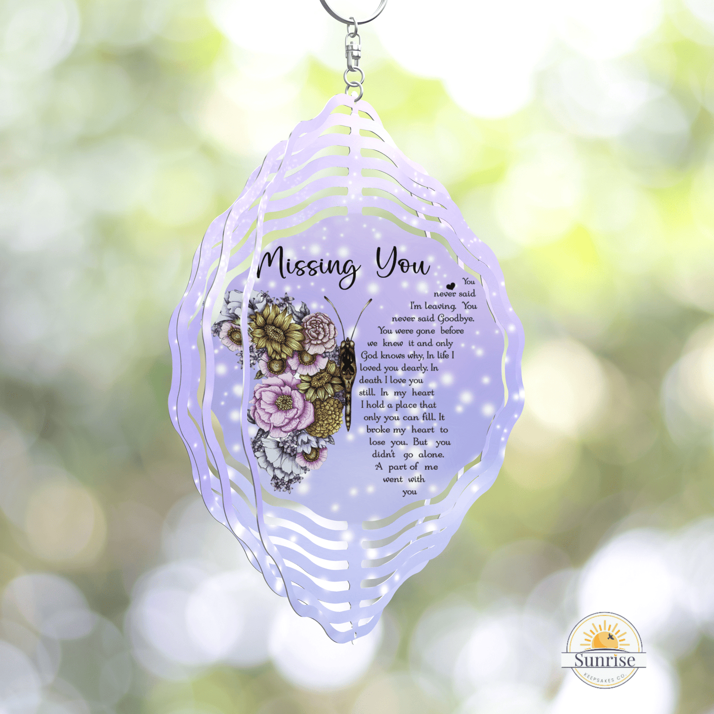 Missing You Butterfly Purple Wind Spinner | Memorial & Sympathy Gift – Personalized Wind Spinner by Sunrise Keepsakes