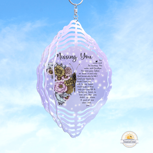Missing You Butterfly Purple Wind Spinner | Memorial & Sympathy Gift – Personalized Wind Spinner by Sunrise Keepsakes