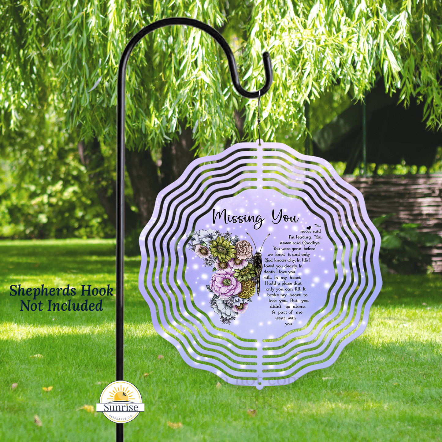 Missing You Butterfly Purple Wind Spinner | Memorial & Sympathy Gift – Personalized Wind Spinner by Sunrise Keepsakes