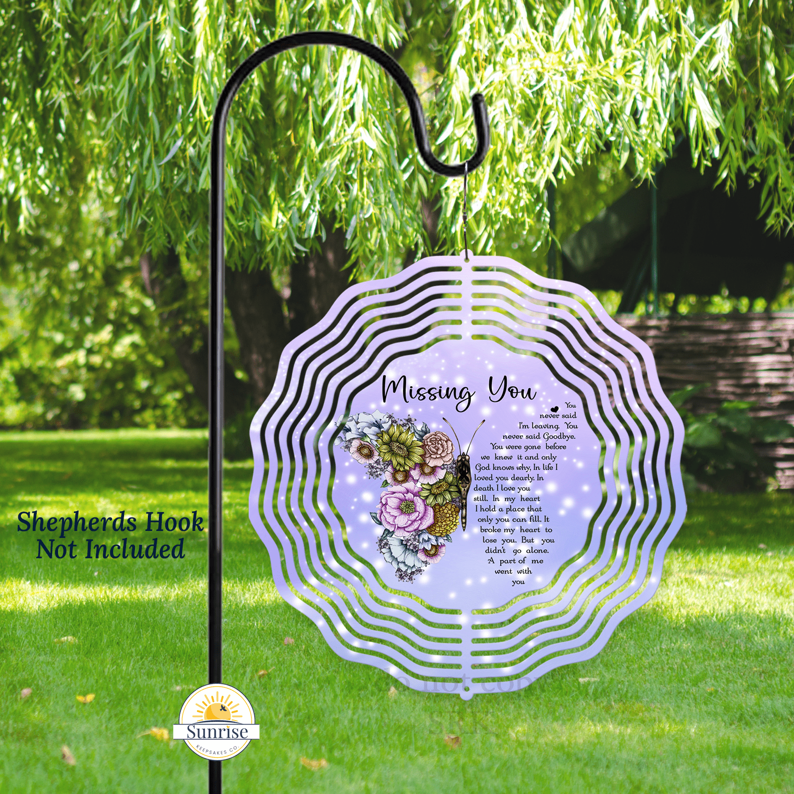 Missing You Butterfly Purple Wind Spinner | Memorial & Sympathy Gift – Personalized Wind Spinner by Sunrise Keepsakes