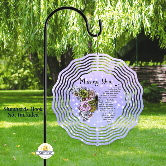 Missing You Butterfly Purple Wind Spinner | Memorial & Sympathy Gift – Personalized Wind Spinner by Sunrise Keepsakes