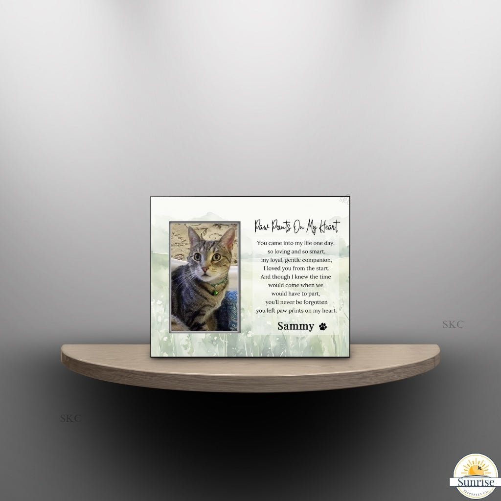 Paw Prints On My Heart - Pet Loss Memorial Frame – Personalized pet memorial by Sunrise Keepsakes