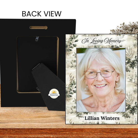Personalized Memorial Photo Frame – In Loving Memory Winter Greenery – Personalized Frames by Sunrise Keepsakes