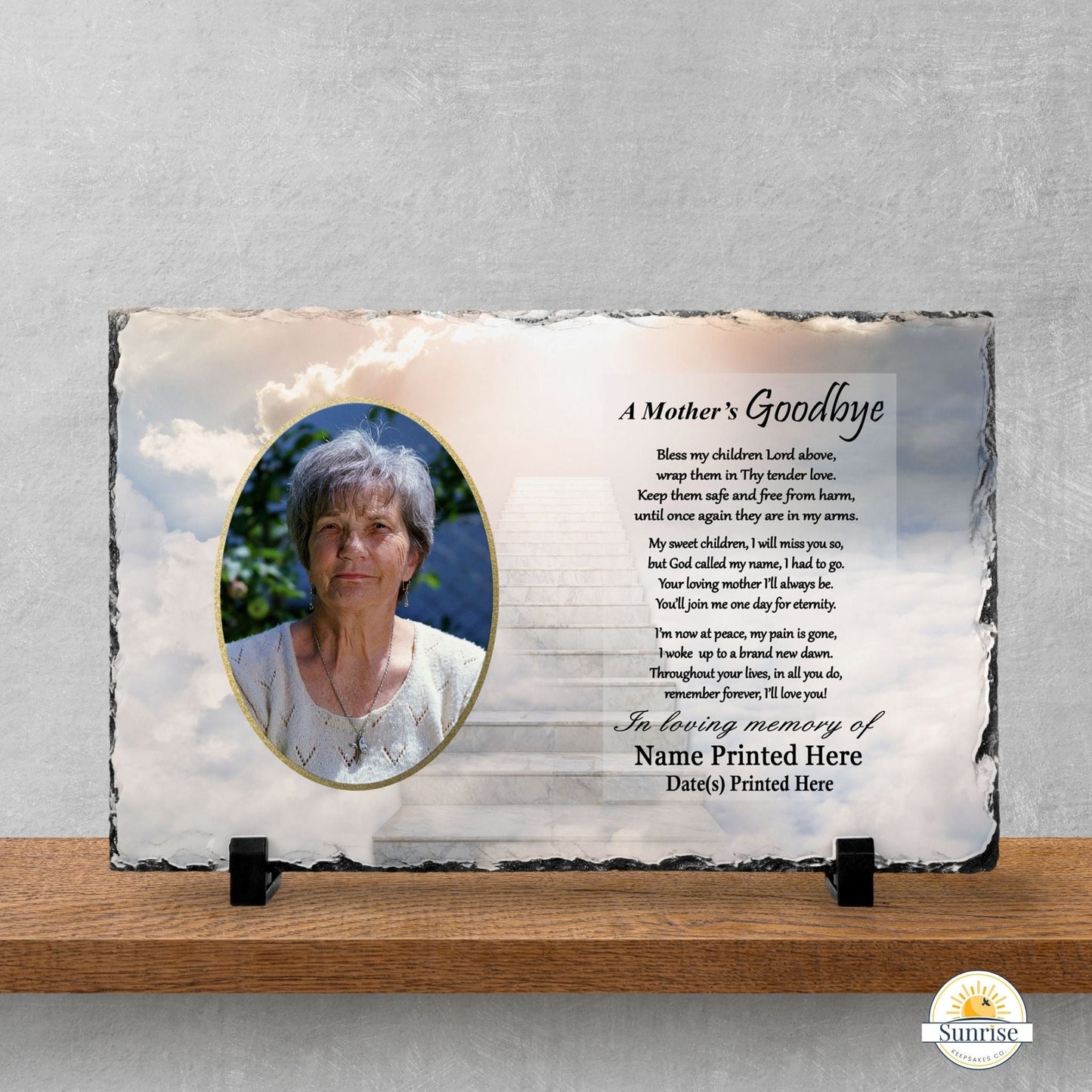 Personalized Memorial Stone for Mom – Photo Sympathy Gift with Poem – Personalized Sympathy Gifts by Sunrise Keepsakes
