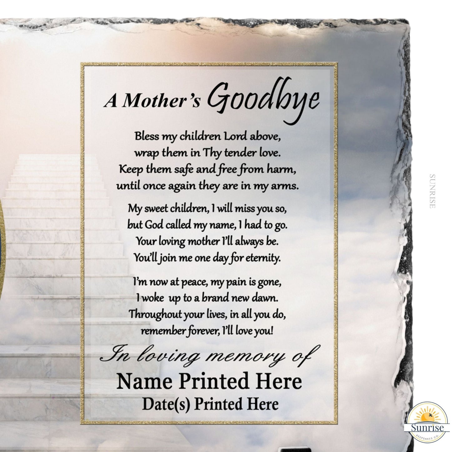 Personalized Memorial Stone for Mom – Photo Sympathy Gift with Poem – Personalized Sympathy Gifts by Sunrise Keepsakes