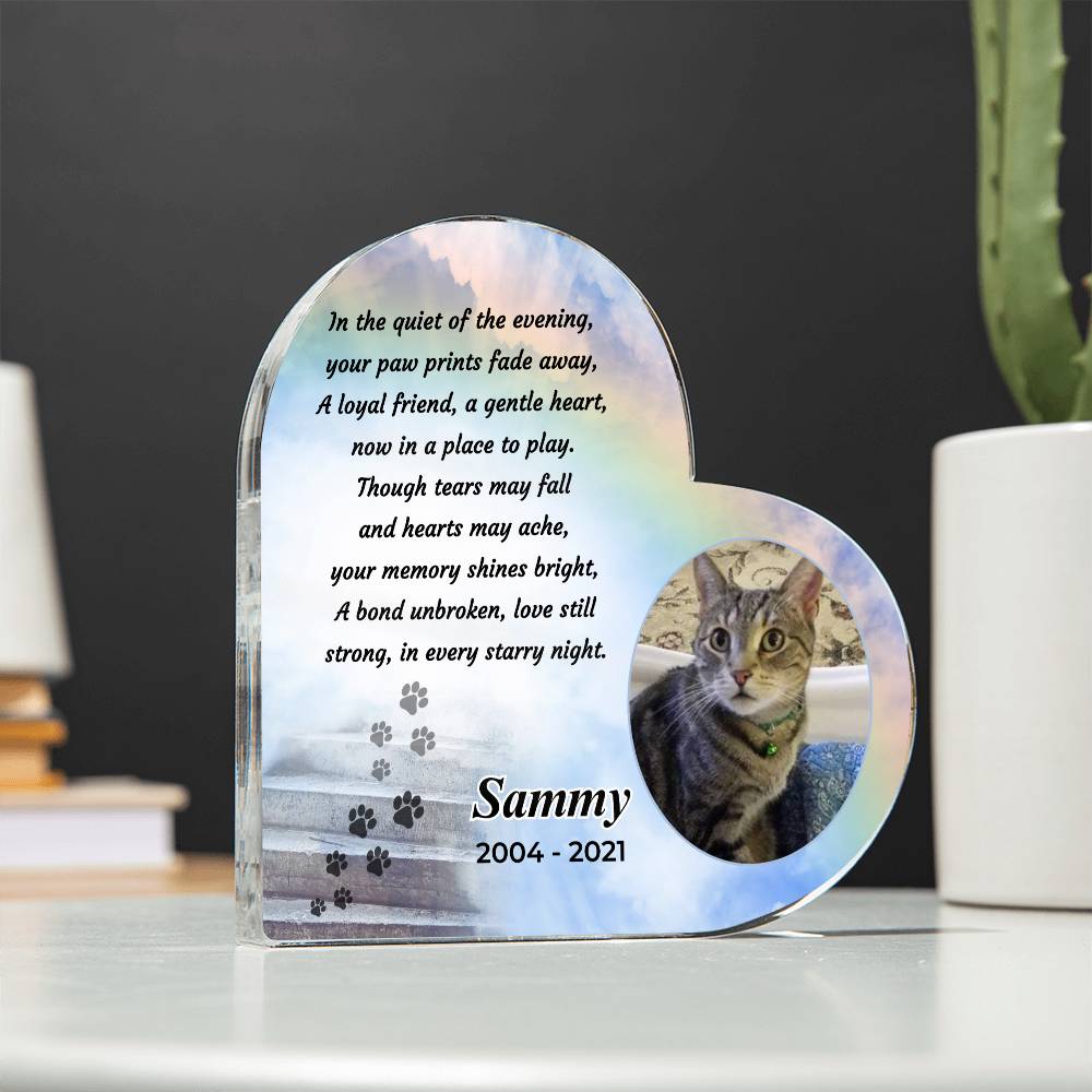 Personalized Pet Memorial - Loss of a Pet - Every Starry Night - Acrylic Heart – Personalized pet memorial by Sunrise Keepsakes