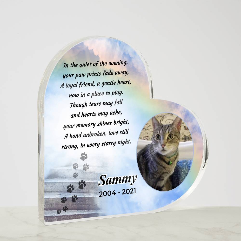 Personalized Pet Memorial - Loss of a Pet - Every Starry Night - Acrylic Heart – Personalized pet memorial by Sunrise Keepsakes