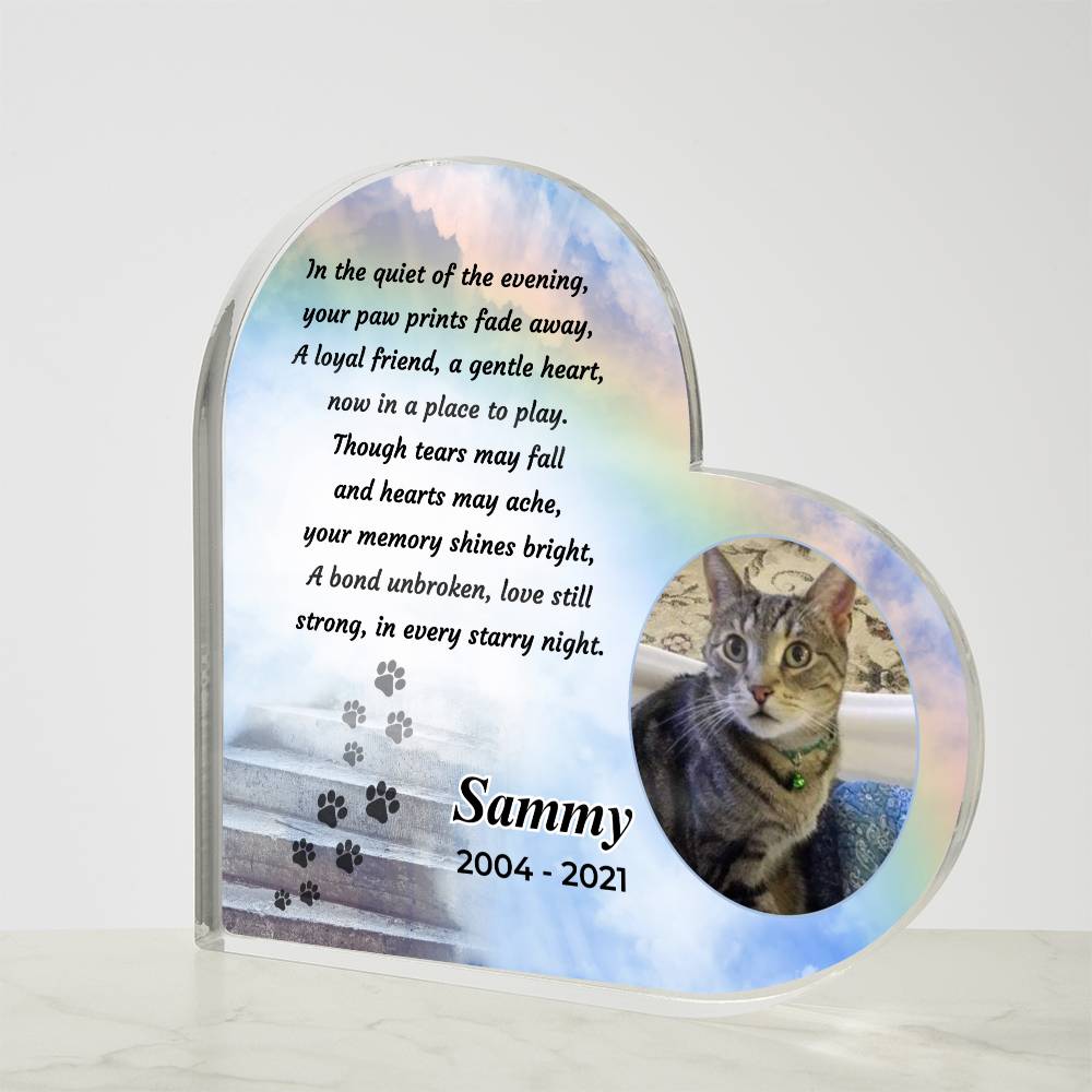 Personalized Pet Memorial - Loss of a Pet - Every Starry Night - Acrylic Heart – Personalized pet memorial by Sunrise Keepsakes