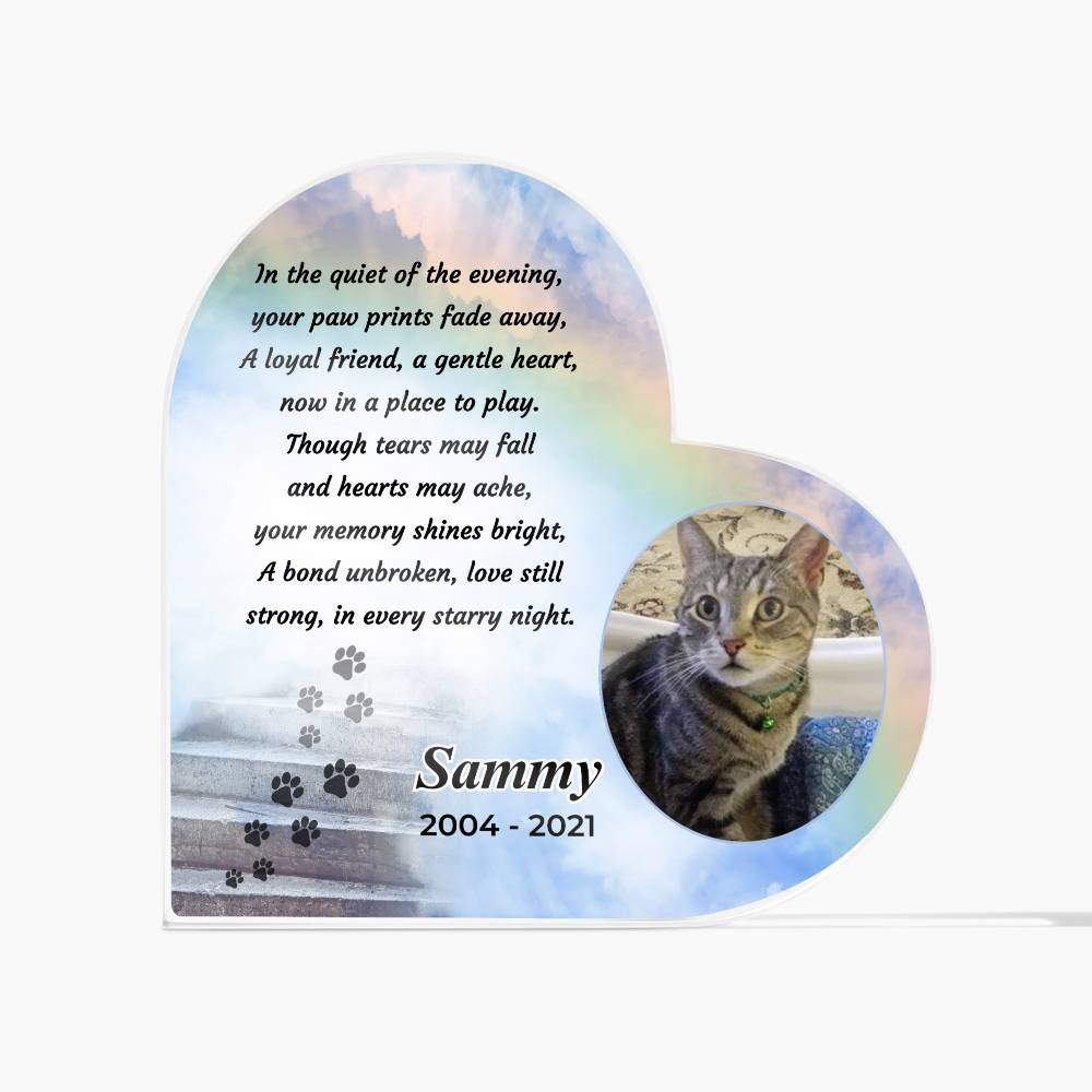 Personalized Pet Memorial - Loss of a Pet - Every Starry Night - Acrylic Heart – Personalized pet memorial by Sunrise Keepsakes