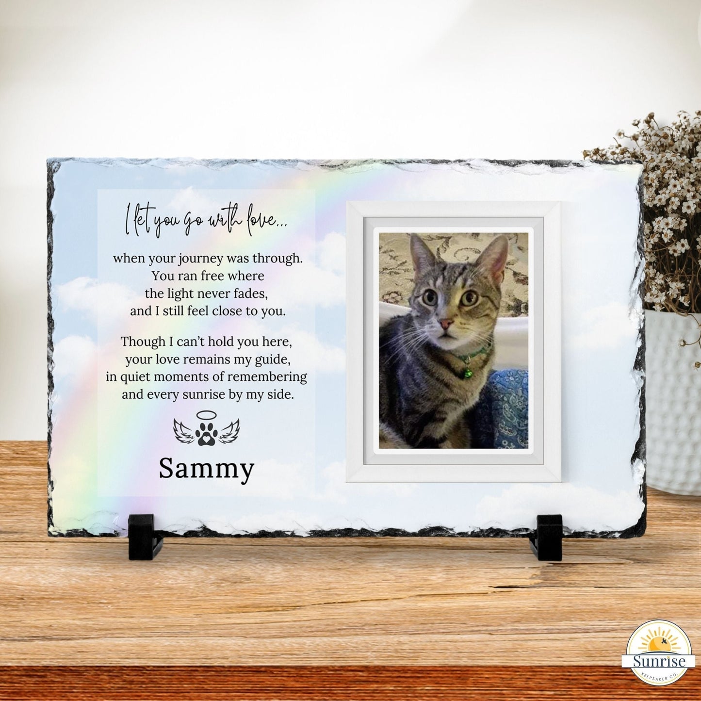 Personalized Pet Memorial Photo Plaque – I Let You Go with Love – Personalized Pet Loss by Sunrise Keepsakes