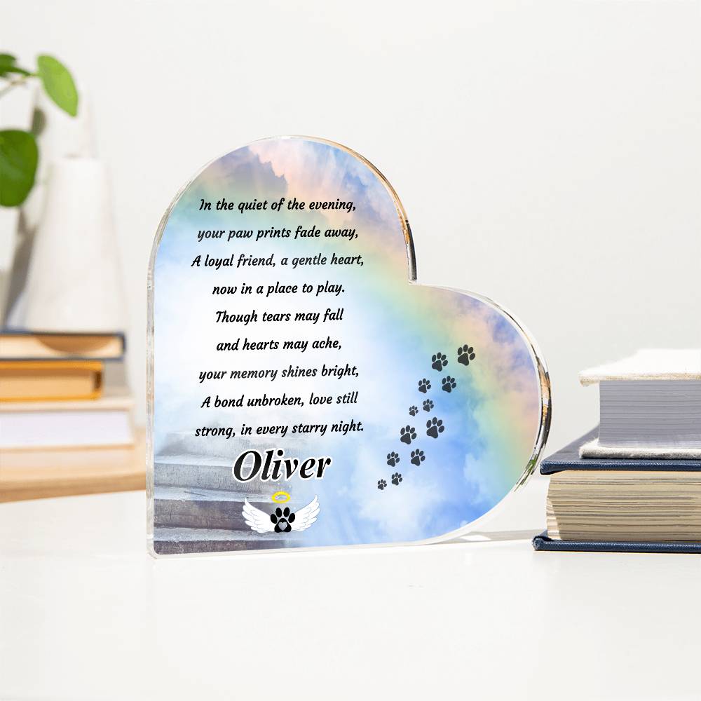 Personalized Rainbow Bridge Plaque - Acrylic Heart Keepsake for Memorializing Your Beloved Pet – Personalized pet memorial by Sunrise Keepsakes