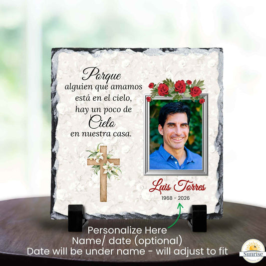 Personalized Spanish Memorial Plaque - Heaven in Our Home – Personalized Home Decor by Sunrise Keepsakes
