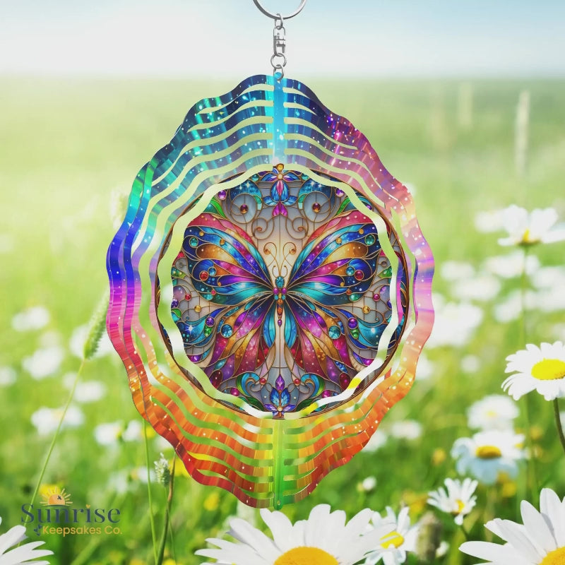 colorful butterfly wind spinner - jeweled tone