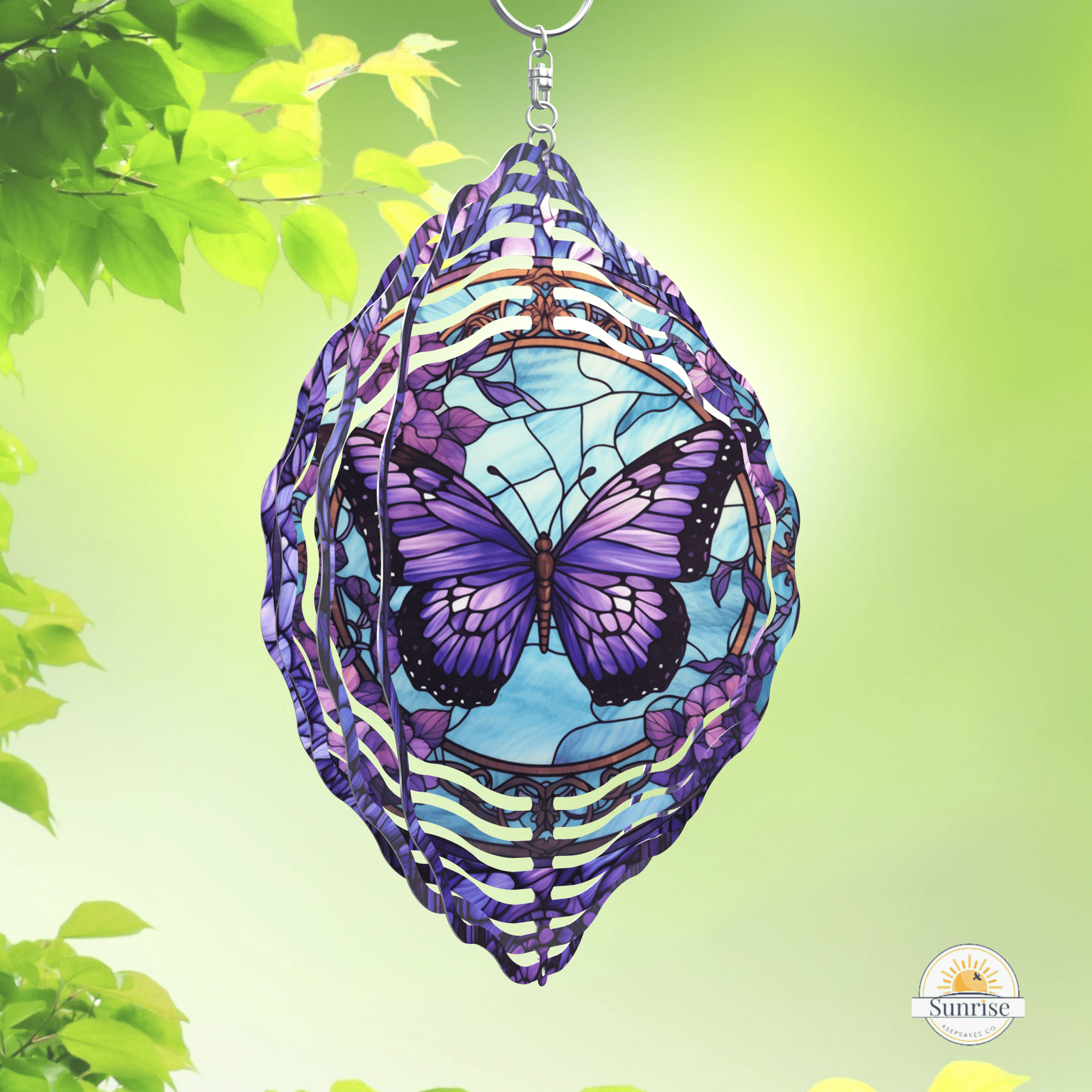 Purple Butterfly Wind Spinner, Butterfly Yard Decor – Personalized Wind Spinner by Sunrise Keepsakes