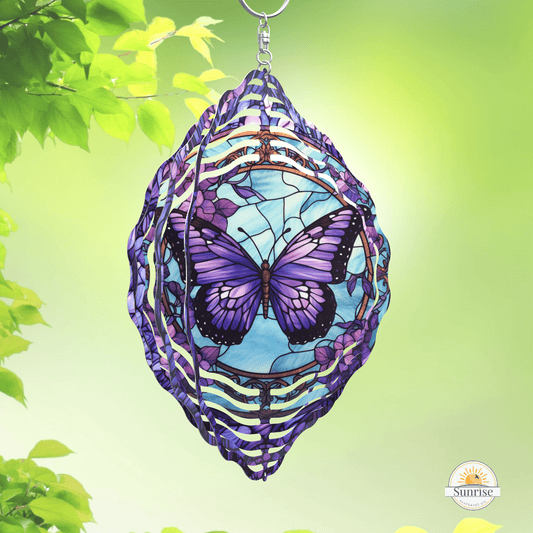 Purple Butterfly Wind Spinner, Butterfly Yard Decor – Personalized Wind Spinner by Sunrise Keepsakes