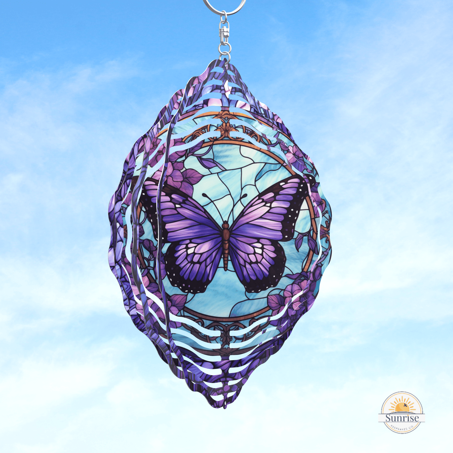 Purple Butterfly Wind Spinner, Butterfly Yard Decor – Personalized Wind Spinner by Sunrise Keepsakes
