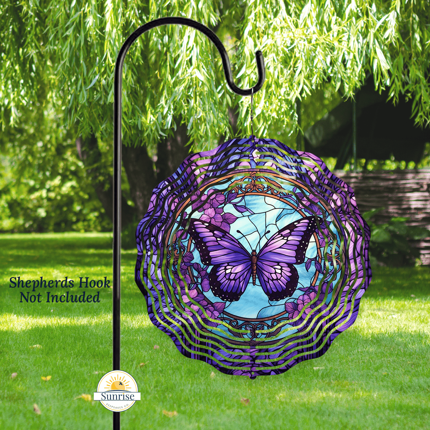 Purple Butterfly Wind Spinner, Butterfly Yard Decor – Personalized Wind Spinner by Sunrise Keepsakes