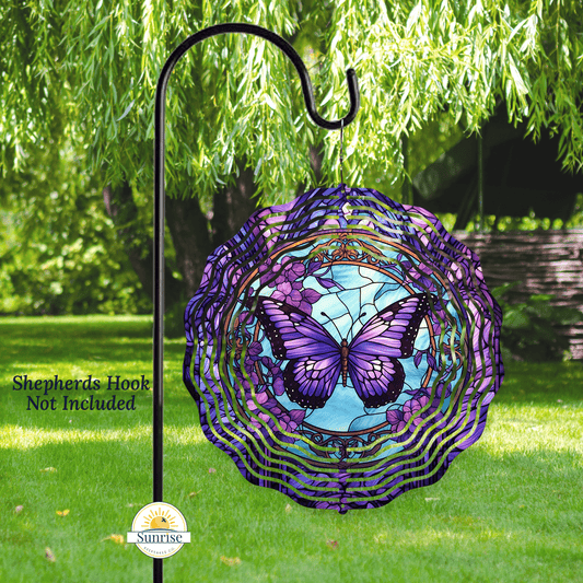 Purple Butterfly Wind Spinner, Butterfly Yard Decor – Personalized Wind Spinner by Sunrise Keepsakes