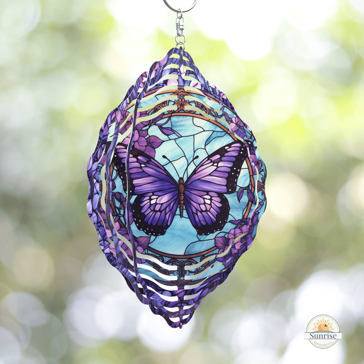 Purple Butterfly Wind Spinner, Butterfly Yard Decor – Personalized Wind Spinner by Sunrise Keepsakes