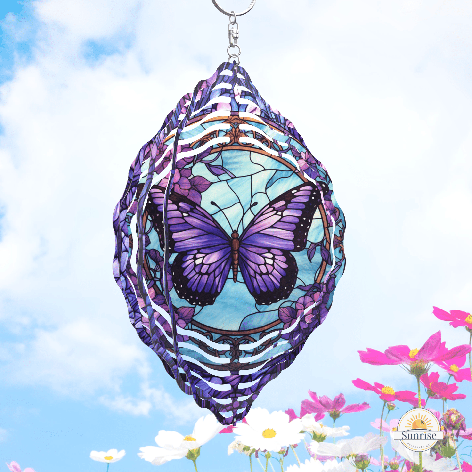 Purple Butterfly Wind Spinner, Butterfly Yard Decor – Personalized Wind Spinner by Sunrise Keepsakes