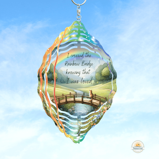 Rainbow Bridge Cat Wind Spinner | Memorial Tribute for a Beloved Pet – Personalized Wind Spinner by Sunrise Keepsakes