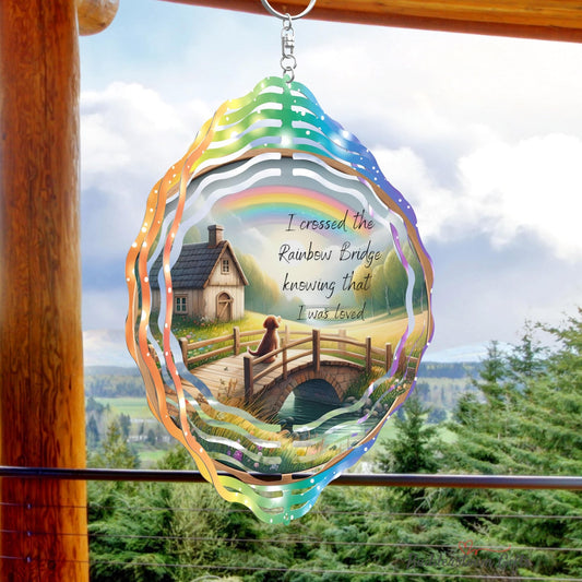 Rainbow Bridge Dog Memorial Wind Spinner – Loss of Pet Gift – Personalized Wind Spinner by Sunrise Keepsakes