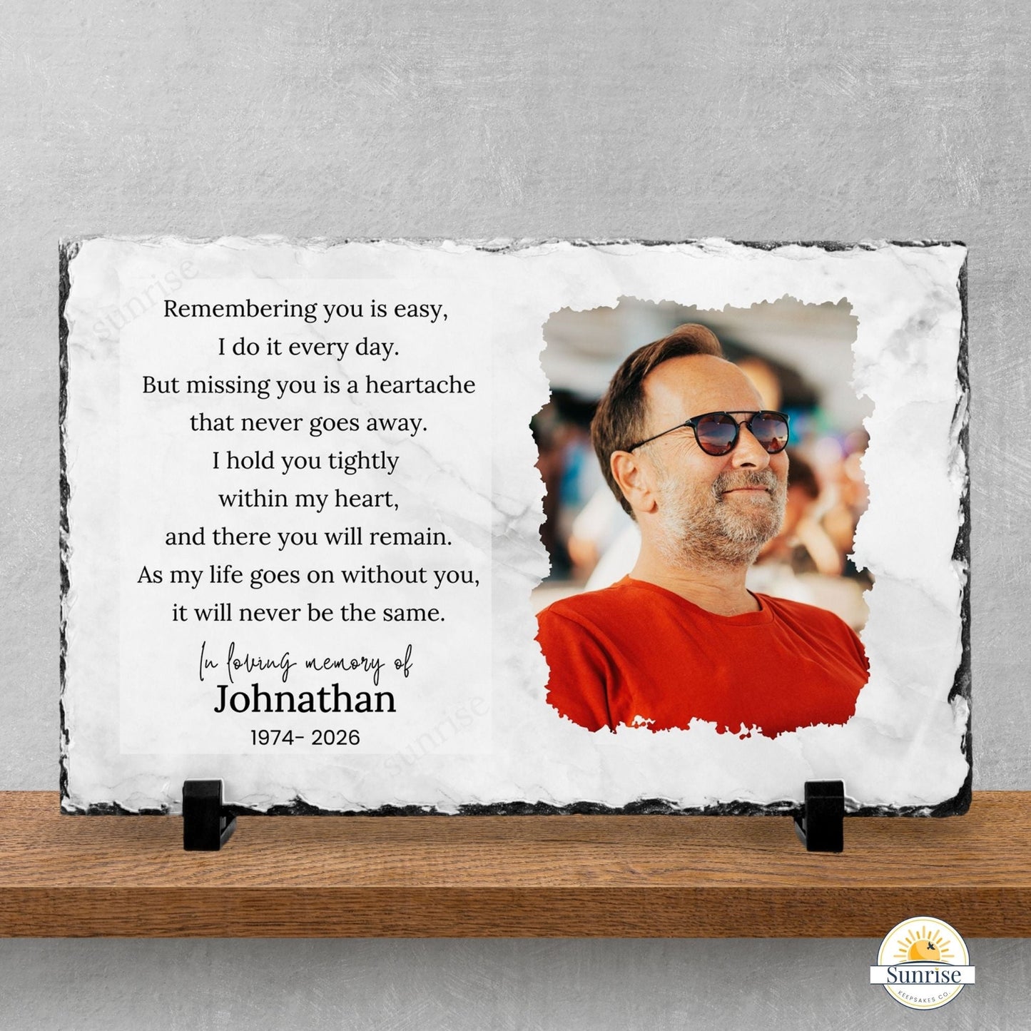 "Remember Me" Photo Slate Memorial – A Comforting Keepsake for Grieving Hearts – Personalized Sympathy Gifts by Sunrise Keepsakes
