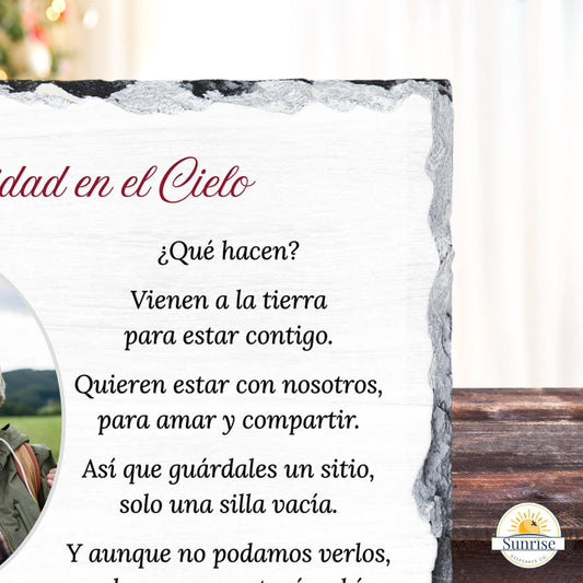 Spanish Memorial Photo Plaque – Navidad en el Cielo Poinsettia – Personalized Sympathy Gifts by Sunrise Keepsakes