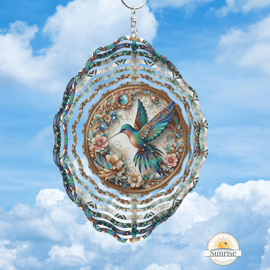 Turquoise Hummingbird Wind Spinner | Garden & Outdoor Decor – Personalized Wind Spinner by Sunrise Keepsakes