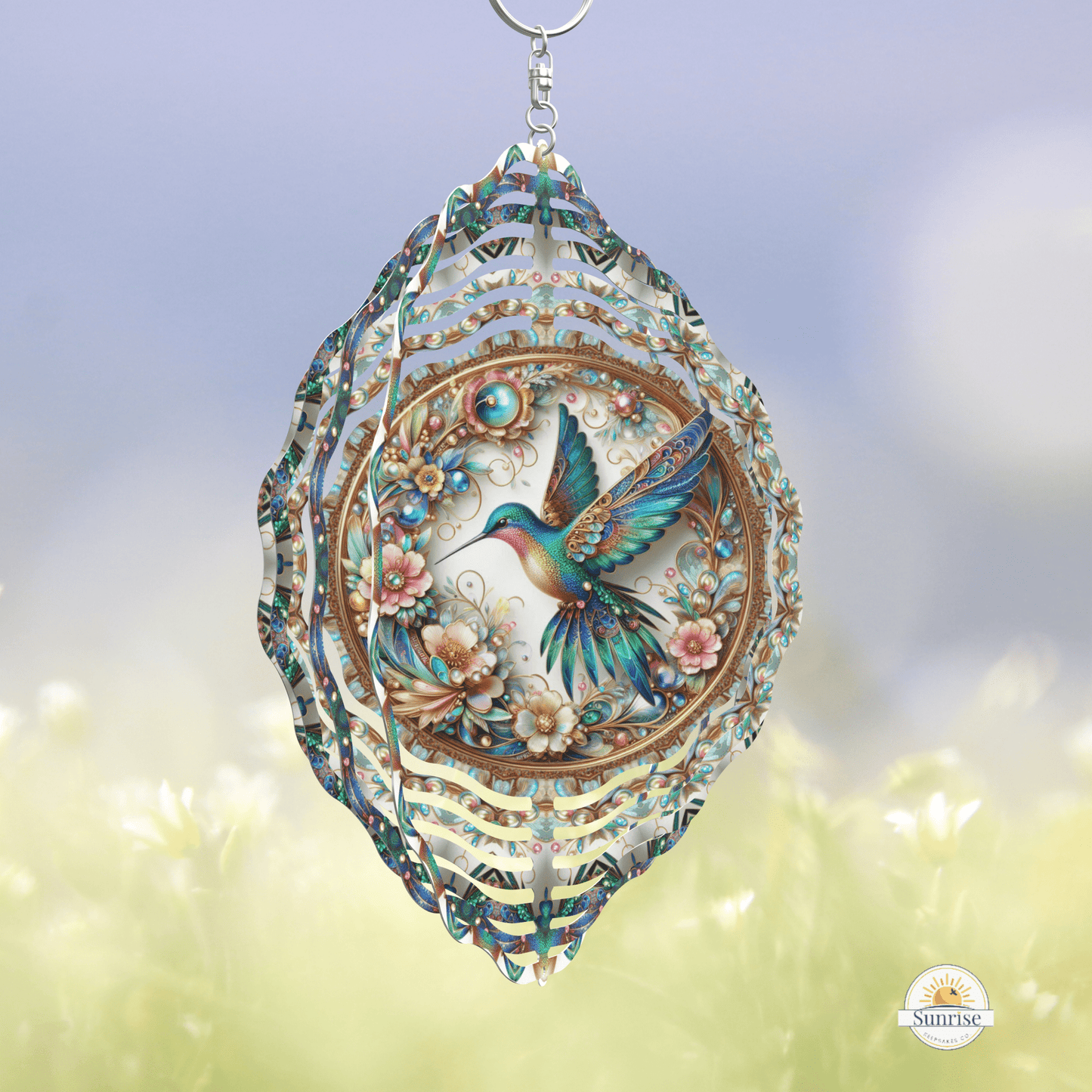 Turquoise Hummingbird Wind Spinner | Garden & Outdoor Decor – Personalized Wind Spinner by Sunrise Keepsakes