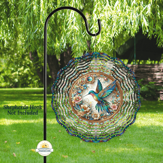Turquoise Hummingbird Wind Spinner | Garden & Outdoor Decor – Personalized Wind Spinner by Sunrise Keepsakes