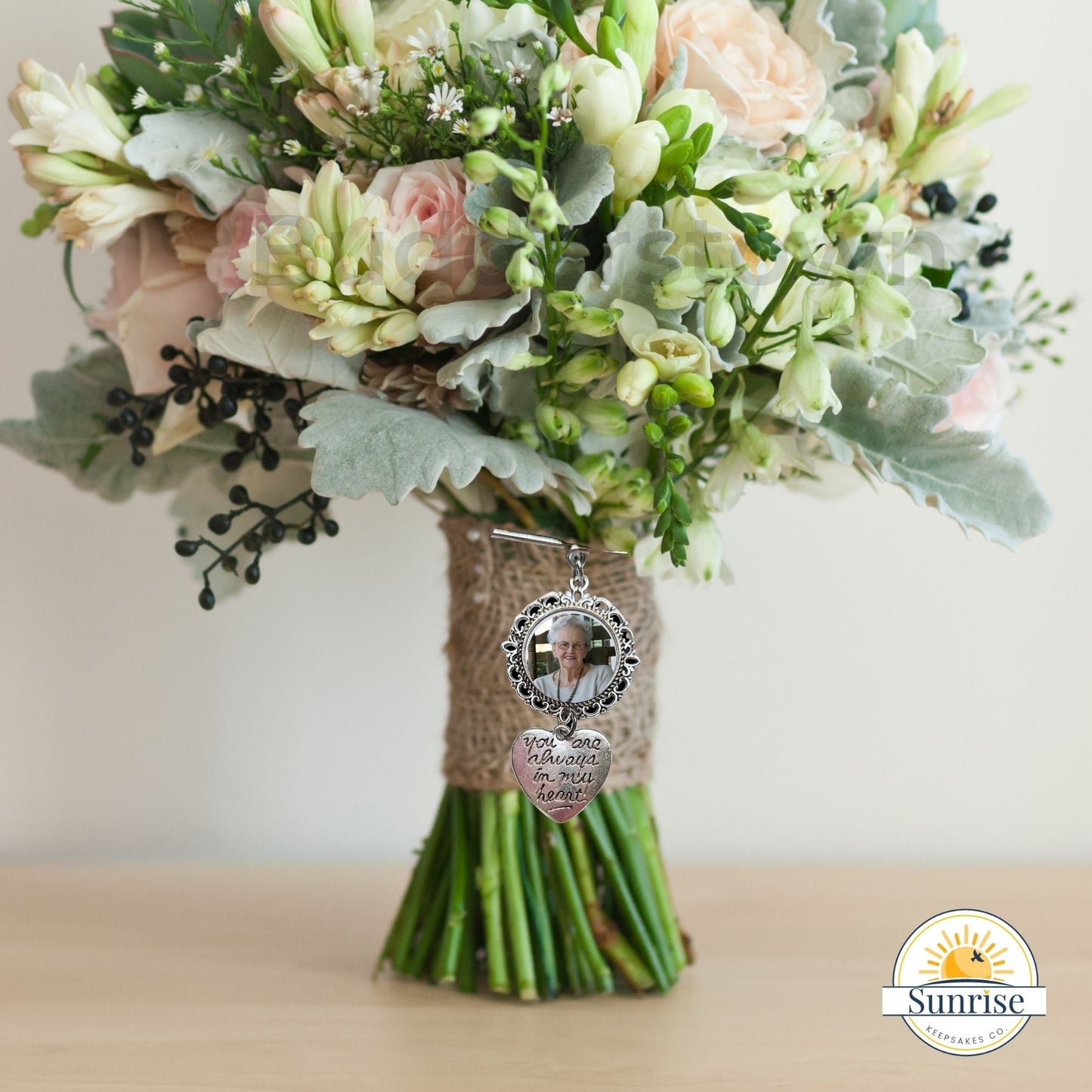 Wedding Bouquet Photo Charm – In Memory of Loved One – Personalized Sympathy Gifts by Sunrise Keepsakes