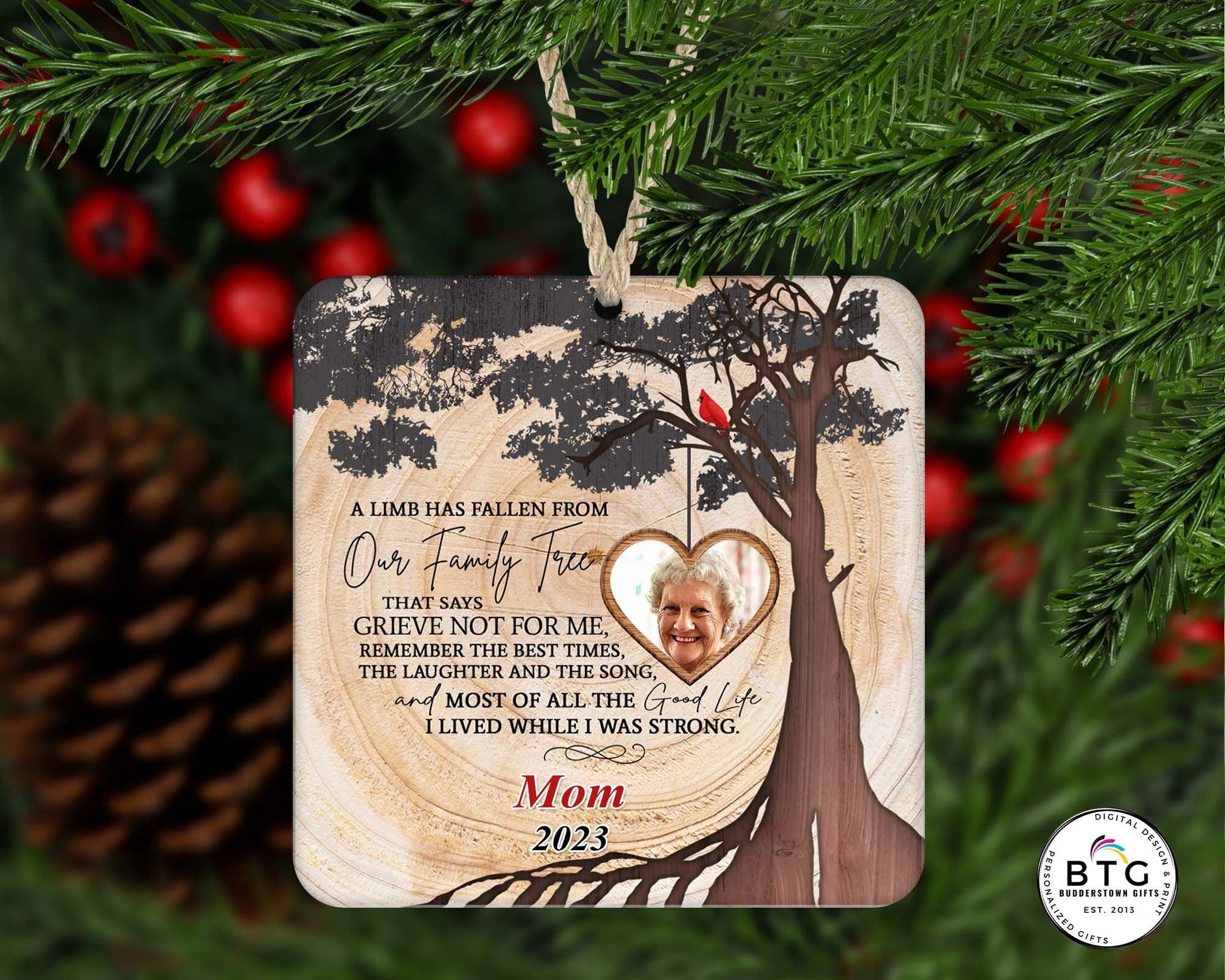 A limb has fallen from our family tree Ornament - Memorial Ornament, Cardinals, memorial gift, sympathy gift, Personalized Ornament – Personalized Memorial Ornament by Sunrise Keepsakes