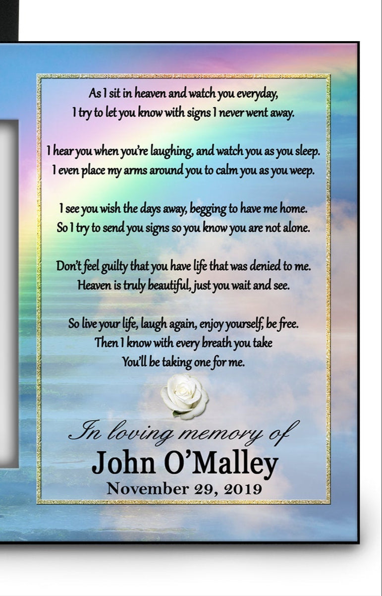 As I sit in Heaven Memorial/Rainbow Stairway Frame – Personalized Sympathy Gifts by Sunrise Keepsakes