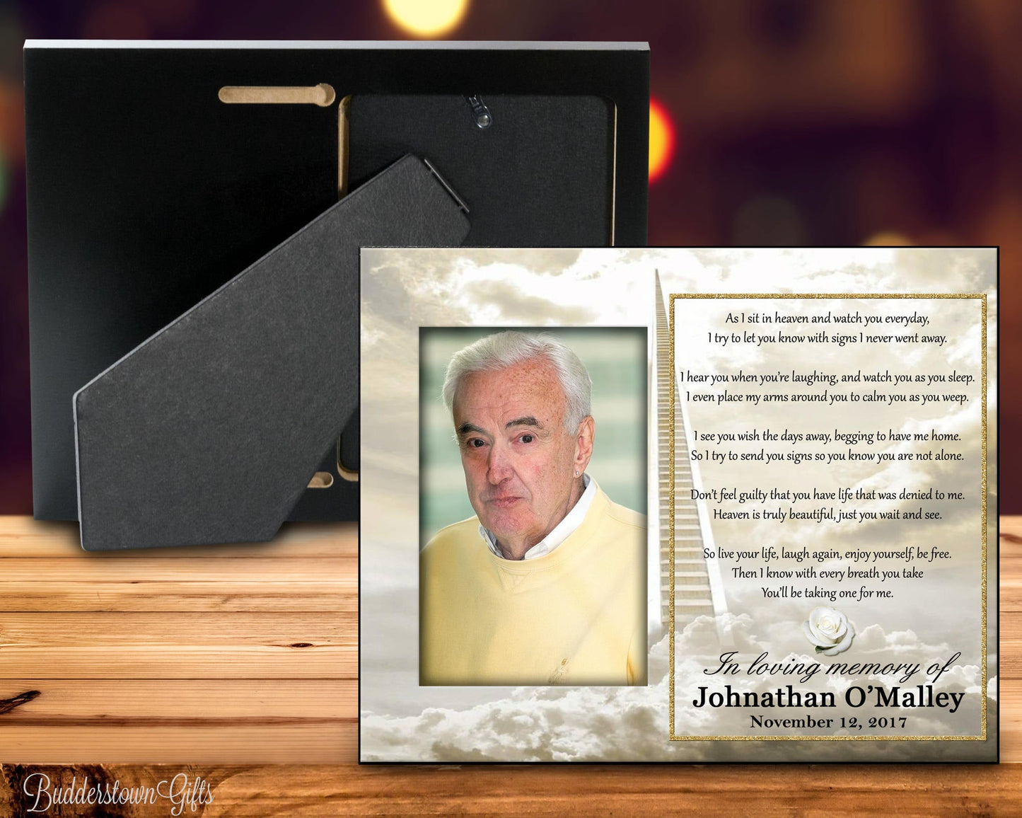 As I sit in Heaven Memorial/Remembrance Frame - Golden Heavens – Personalized Sympathy Gifts by Sunrise Keepsakes