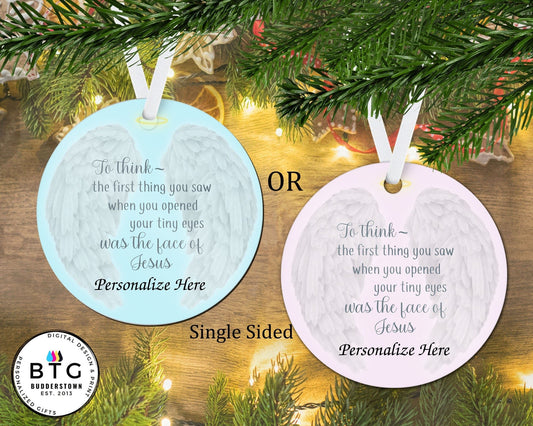Baby Angel Wings Memorial Ornament – Personalized Memorial Ornament by Sunrise Keepsakes