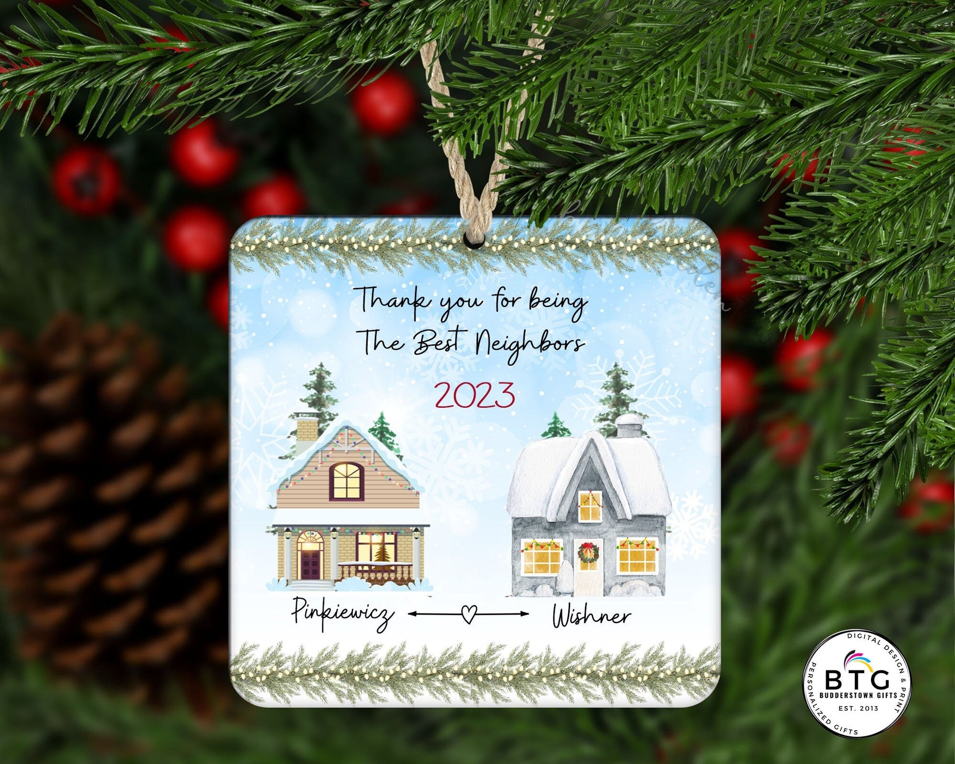 Best Neighbor Ornament - Personalized Neighbor Ornament - Gift for Neighbor – Personalized Ornaments by Sunrise Keepsakes